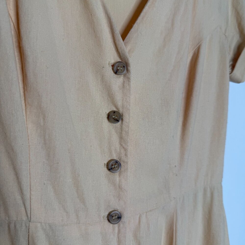 Gal Meets Glam | Vanessa Button-Down Linen Blend Dress in Butter Yellow - 2 - Picture 9 of 10